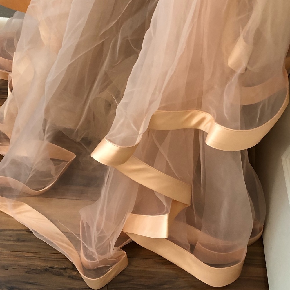 NEW TERANI COUTURE SZ 12 TWO PIECE PEACH PEARL FORMAL BALL GOWN - Picture 6 of 8